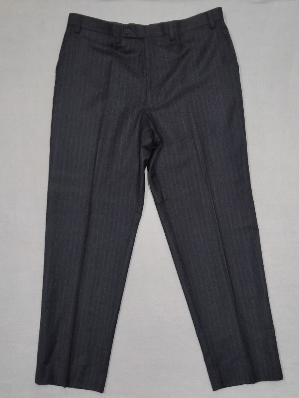 Murano Navy Blue 100% Wool Striped Flannel Straight Dress Pant Men's Size 38x32